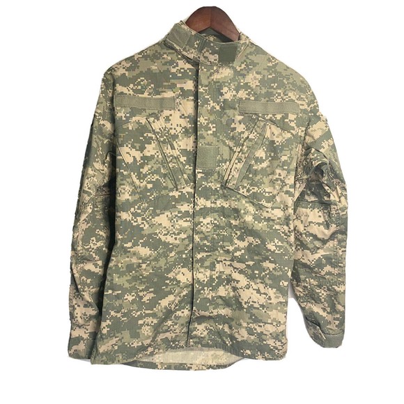 Vintage Camo Army Military Combat Jacket Pixelated‎ Camo Green Size X-Small Long - Picture 1 of 7